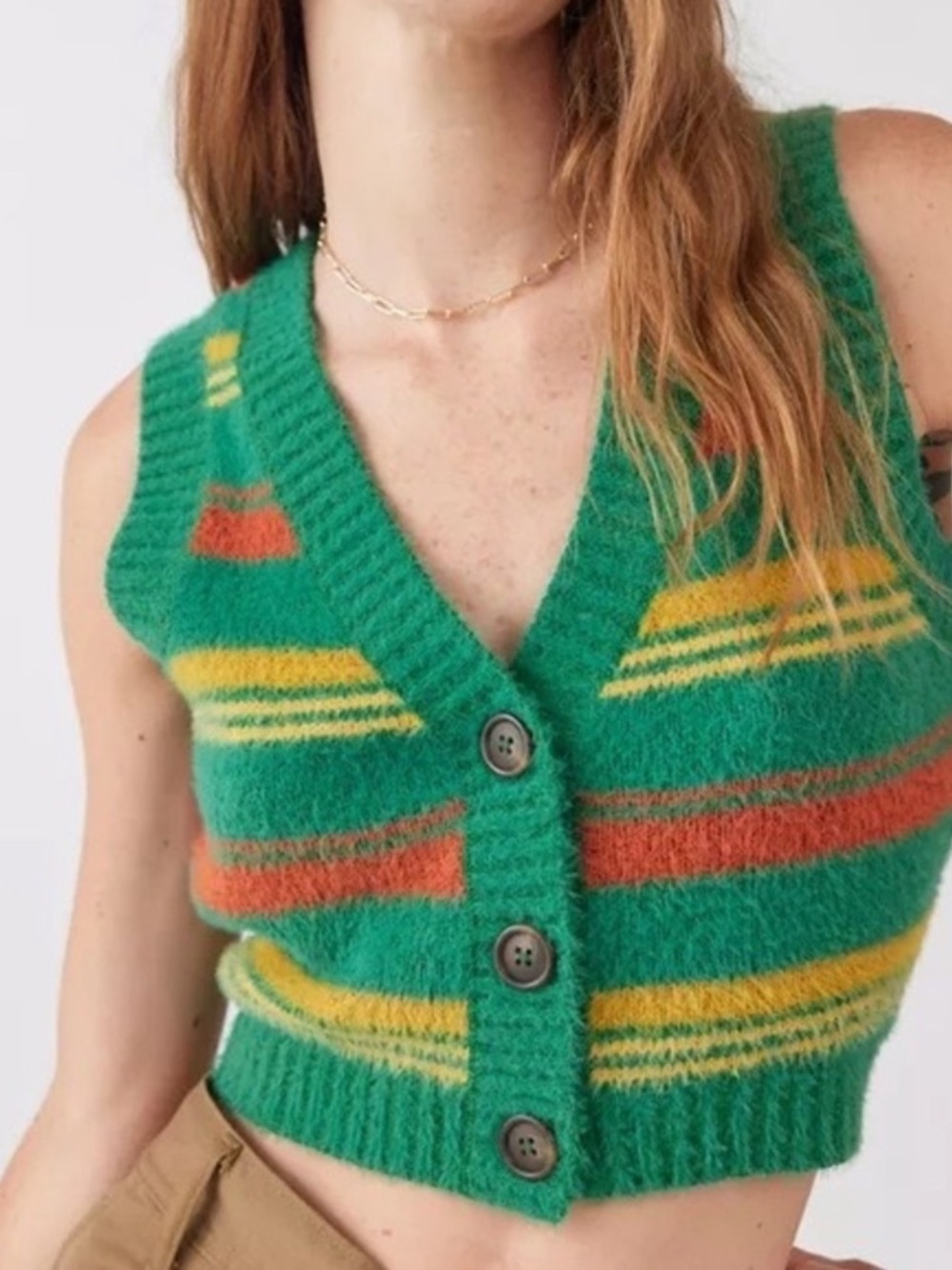 Urban Outfitters | Striped Button
Down Vest XS